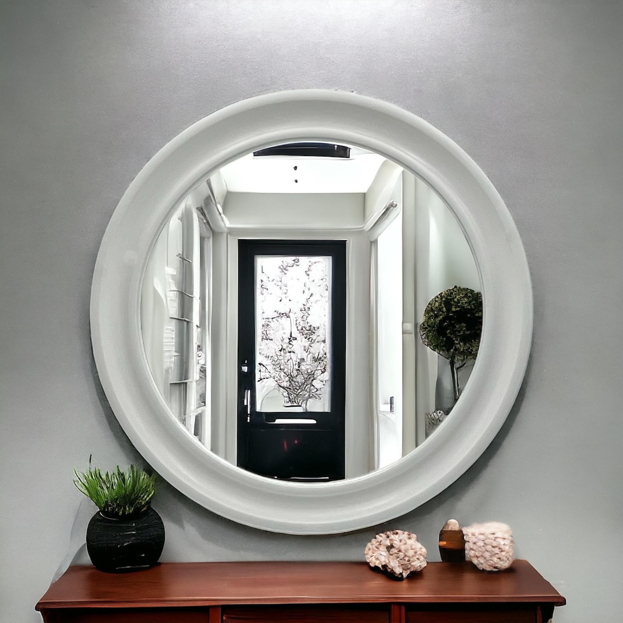 Plastic Carrara & Matta 'America' Wall Mirror in off-white - 70s Patent Bakelite Design