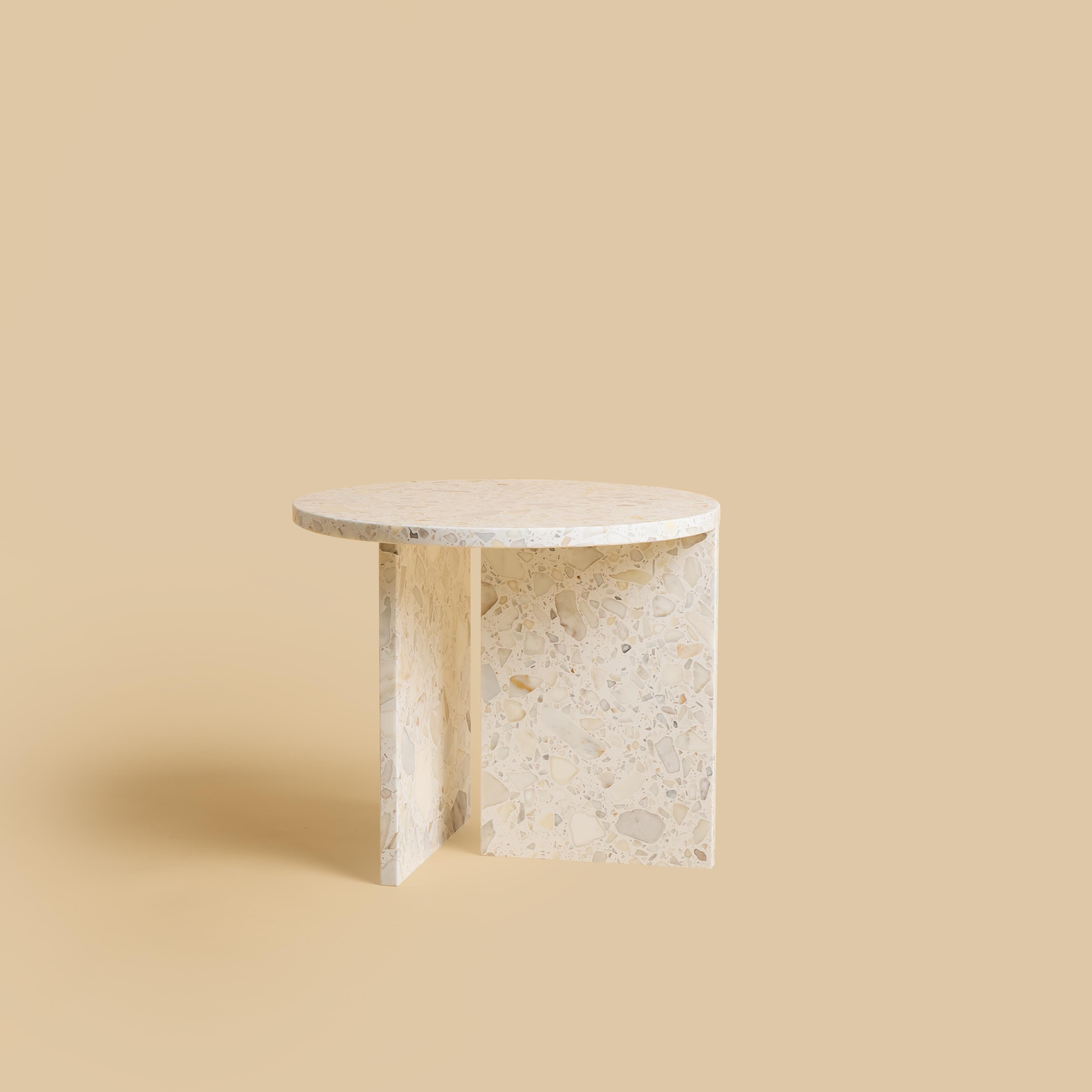 Italian Carrara Terrazzo Marble Circular Side Table, Made in Italy For Sale