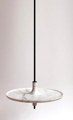 Carrara White Marble and Black Metal 38 Hanging Table by Mademoiselle Jo