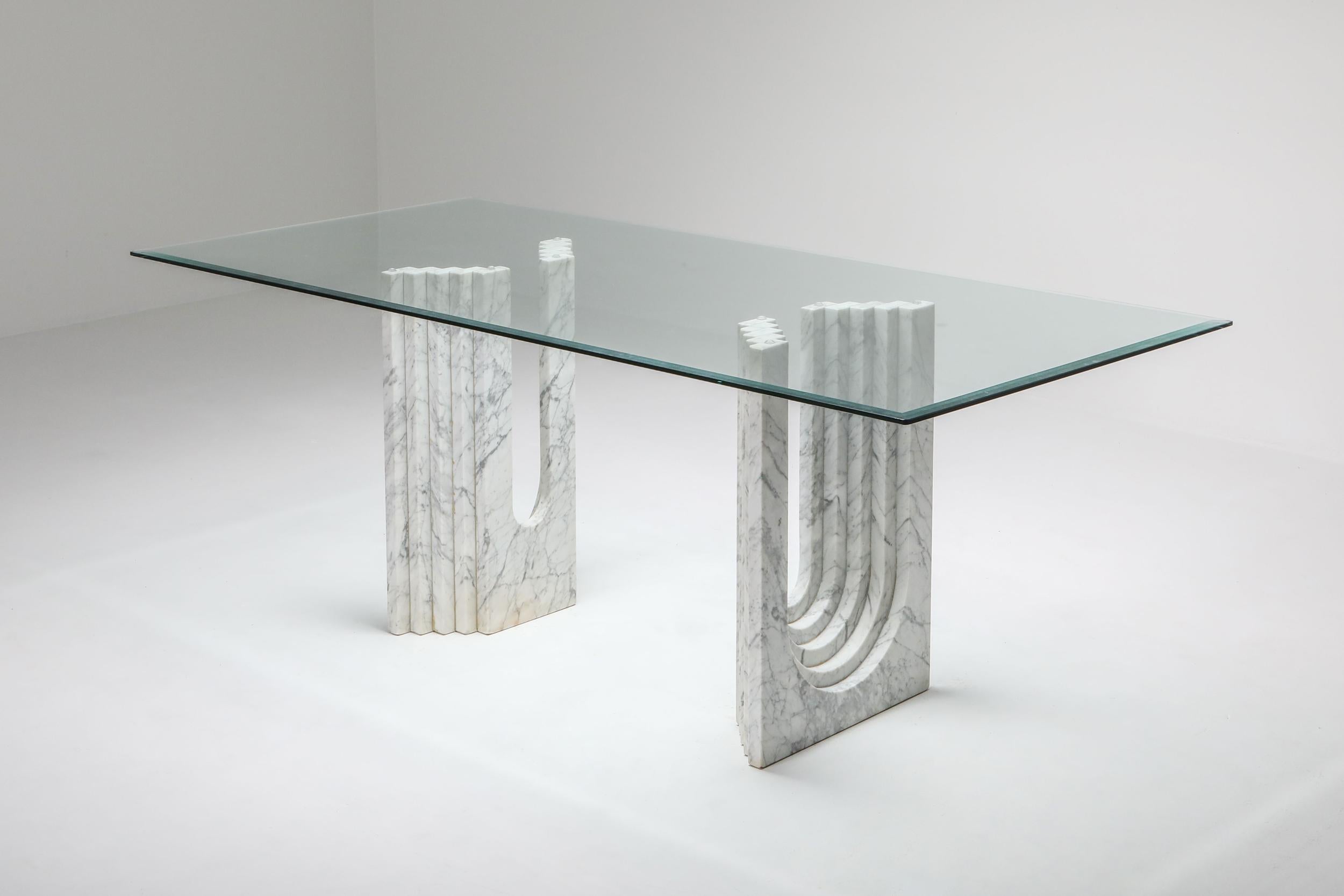 Carlo Scarpa style Postmodern dining table or writing desk, Italy, 1970s

We could change the glass top to a custom size if necessary.
 