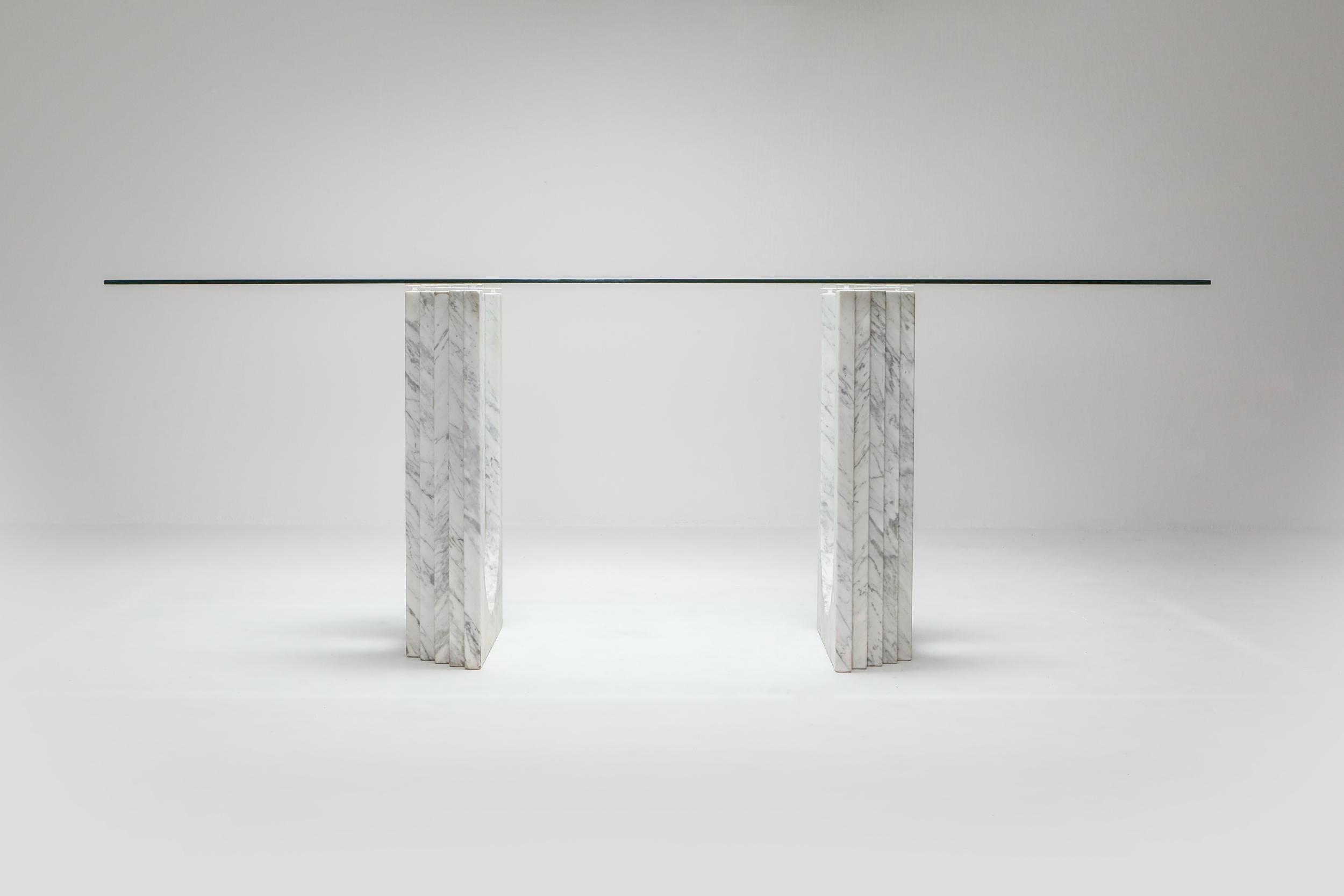 Post-Modern Carrara White Marble Dining Table Scarpa