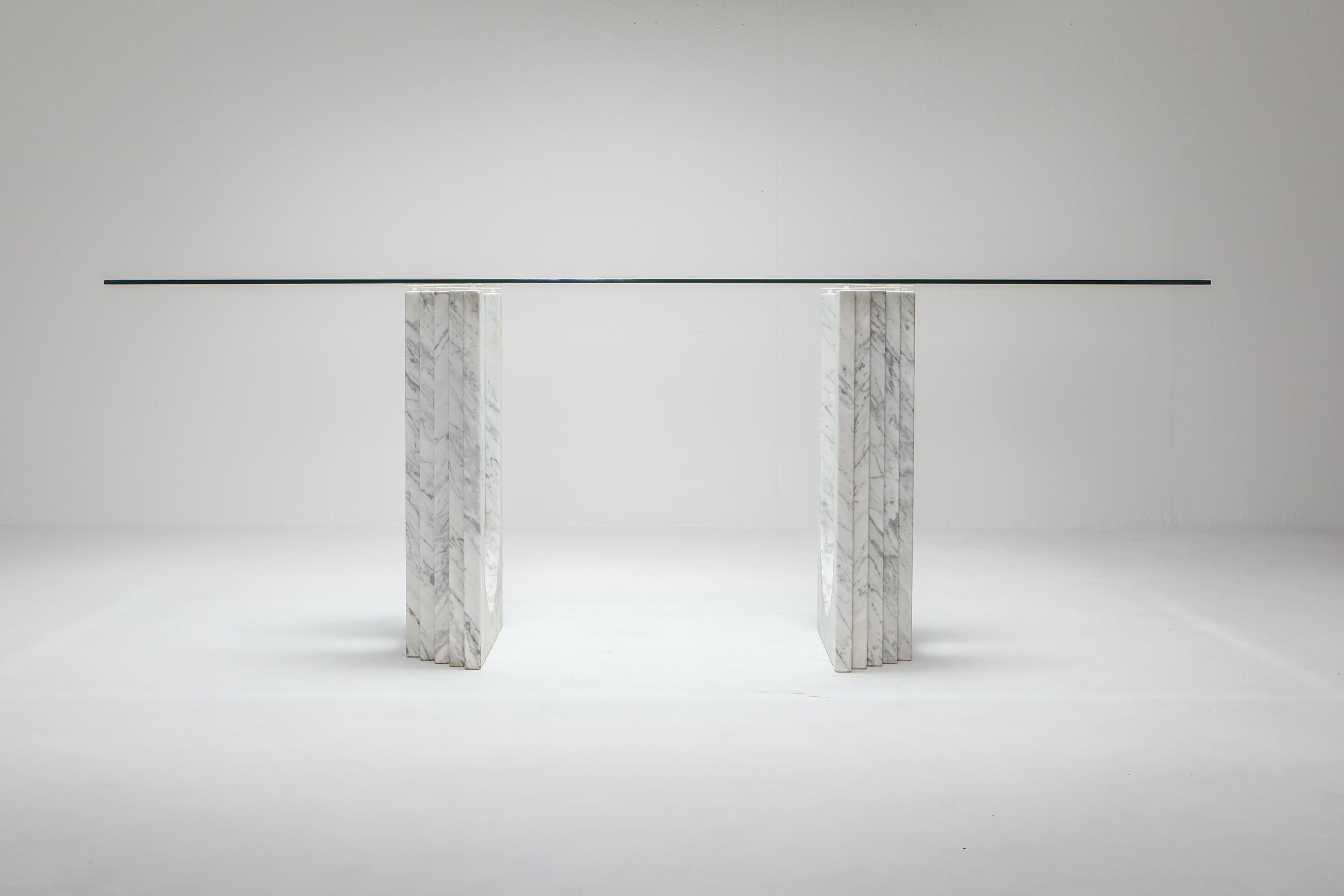 Italian Carrara White Marble Dining Table Scarpa