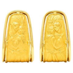 Boucles d'oreilles J-Hoop Romeo & Juliet vintage en or jaune 18 carats de Carrare Y