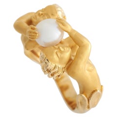 Carrara Y Carrara 18Karat Yellow Gold Pearl Cherub Ring