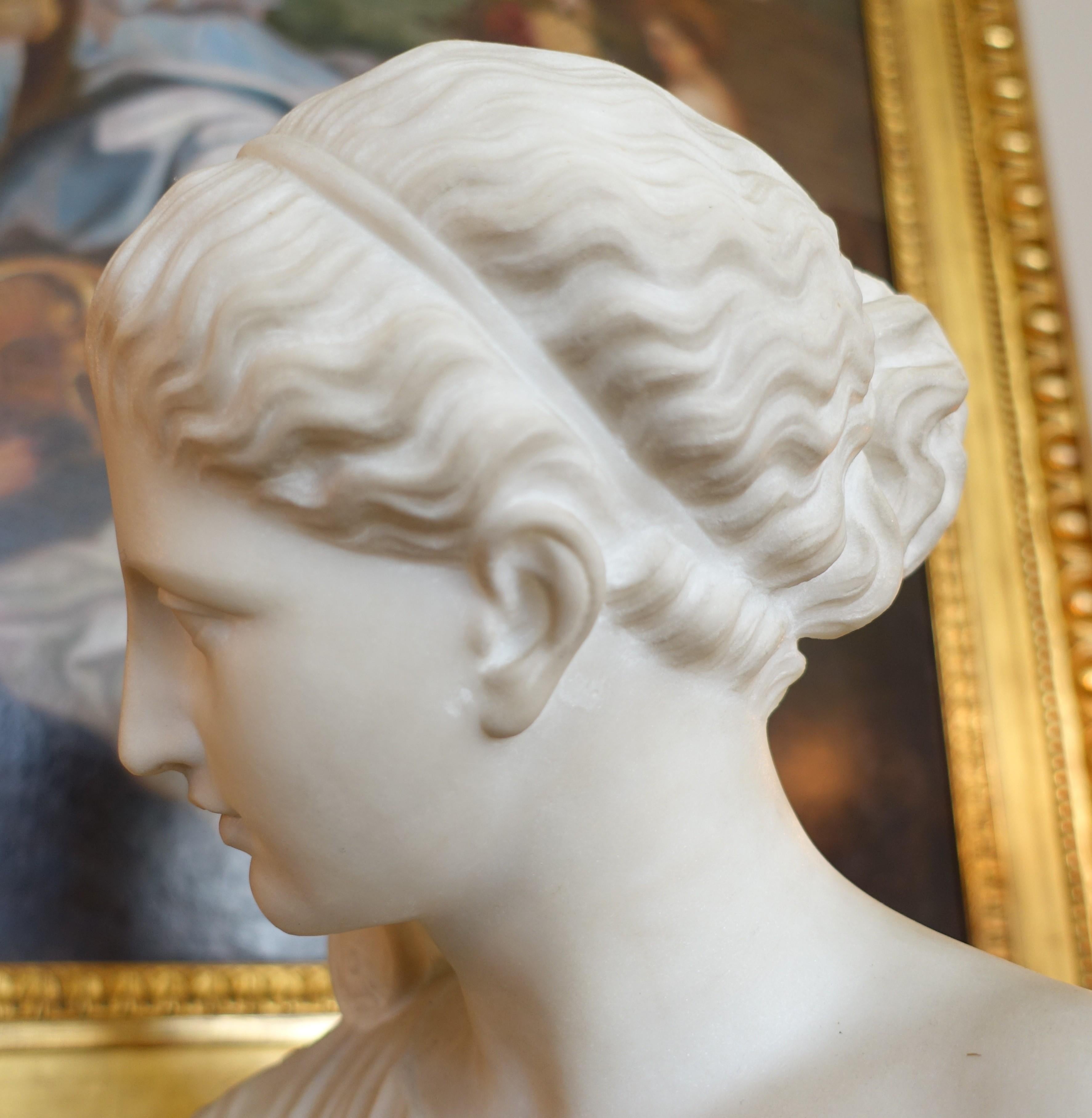 Busto de Venus en mármol de Carrare, estatua neoclásica firmada Pugi hacia 1900 en venta 3