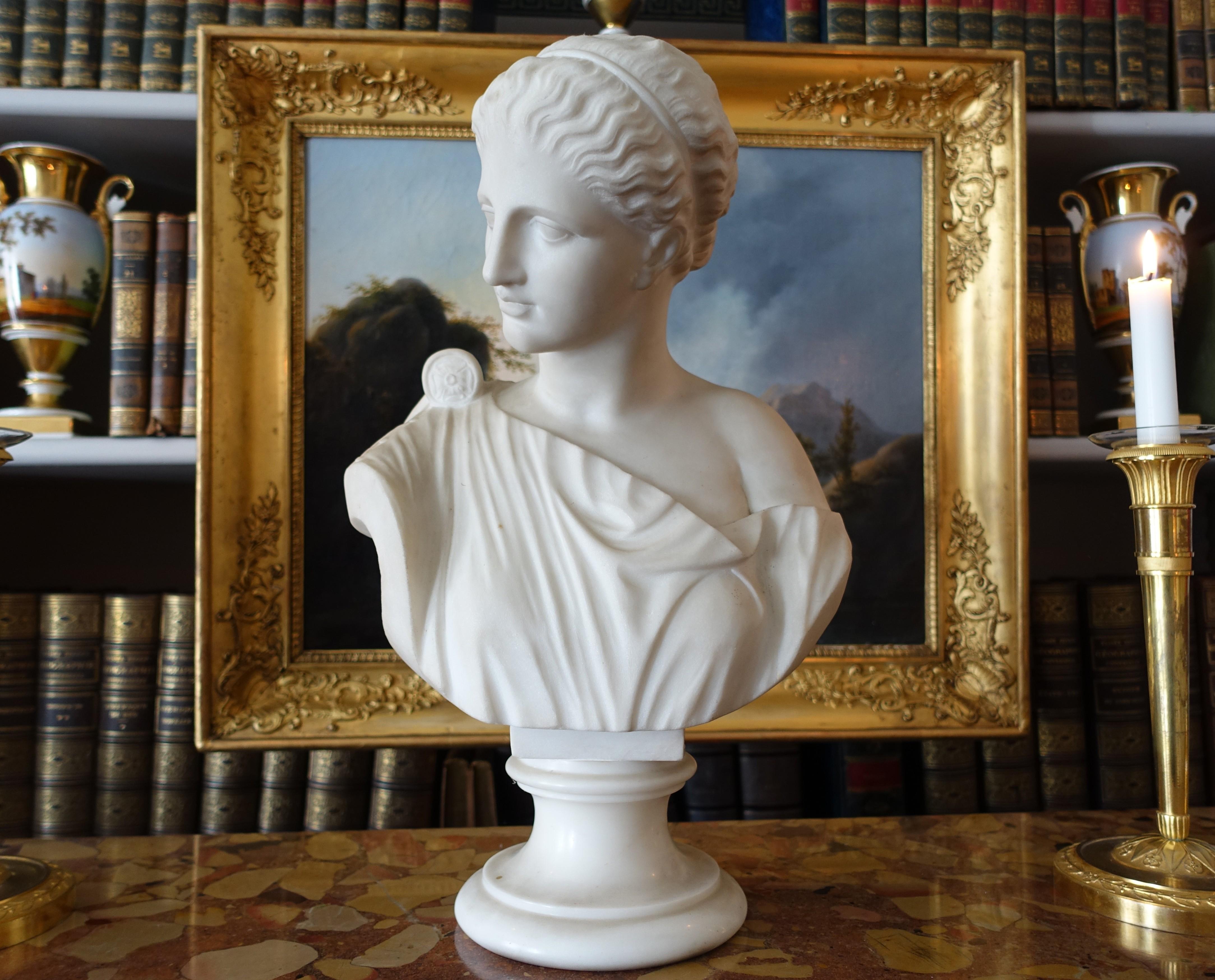 Busto de Venus en mármol de Carrare, estatua neoclásica firmada Pugi hacia 1900 en venta 7