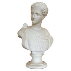Carrare marble bust of Venus, neoclassical statue signed Pugi circa 1900