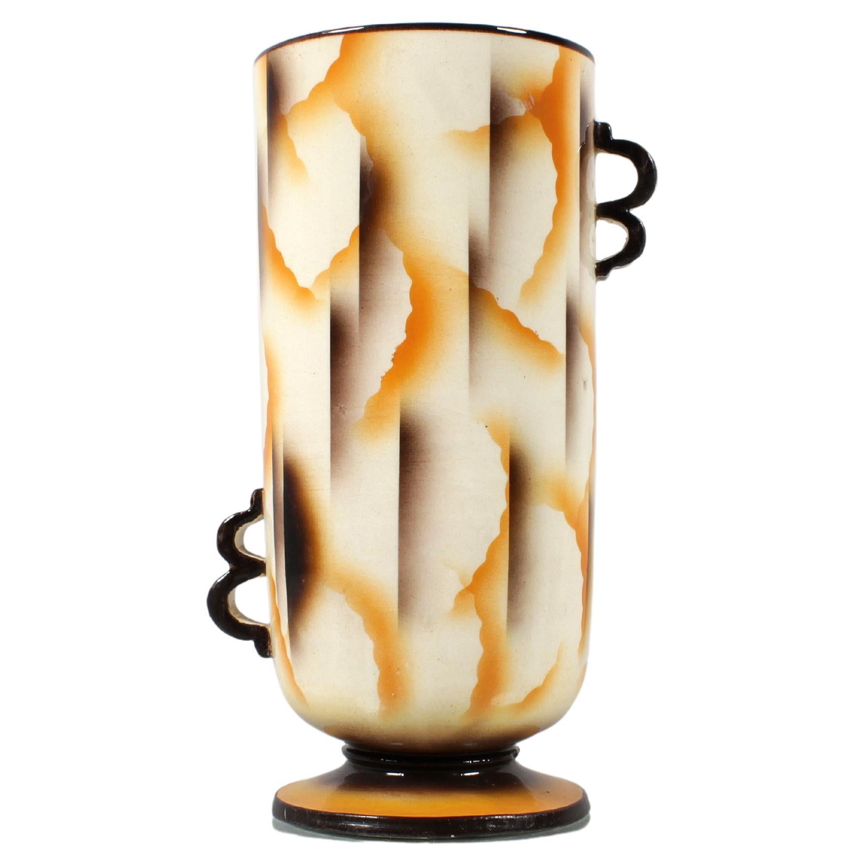 Carraresi Lucchesi Sesto Fiorentino Futuristic Airbrushed Ceramic Vase Italy 30  For Sale