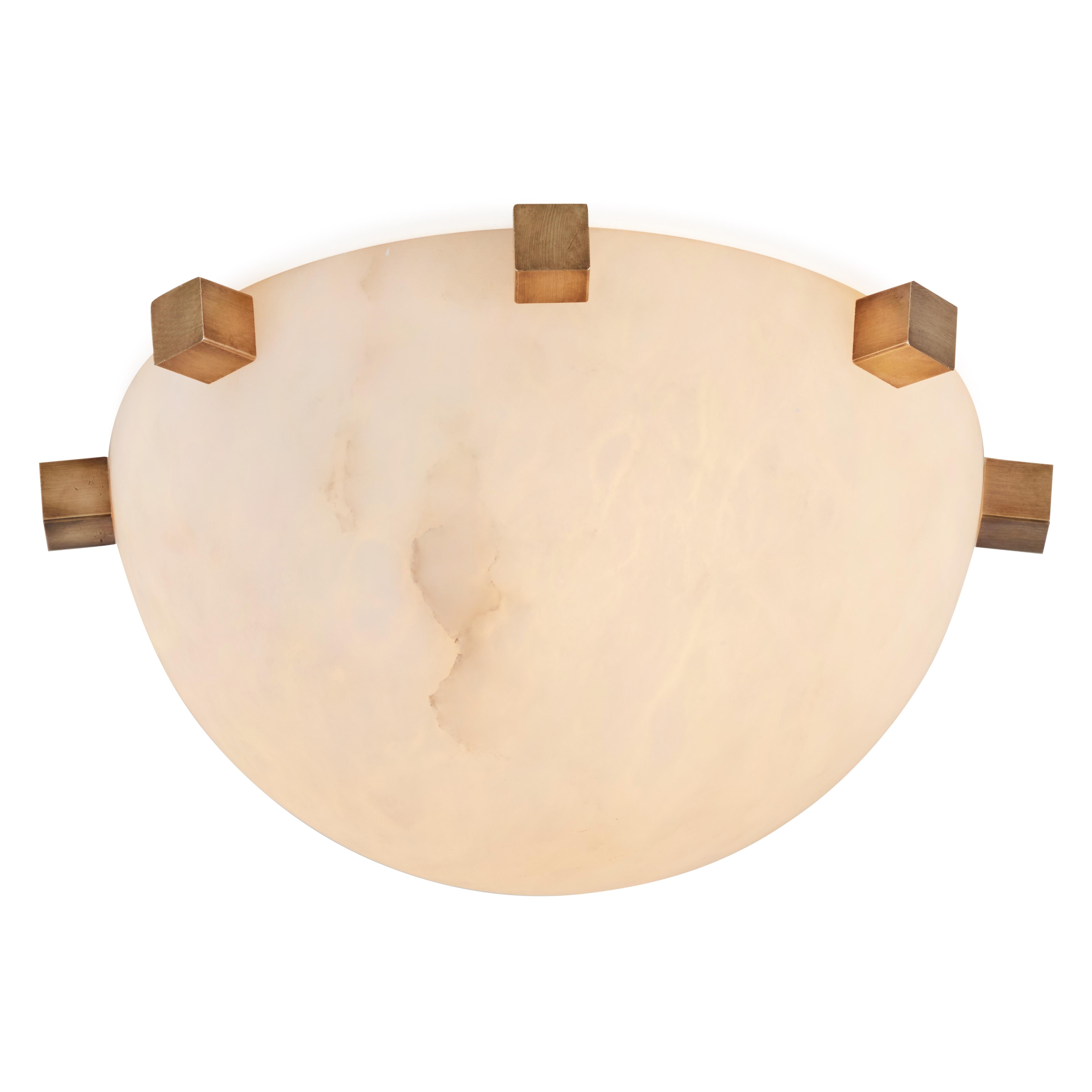 Contemporary 'Carré' Alabaster and Brass Wall or Ceiling Lamp by Denis De La Mesiere For Sale