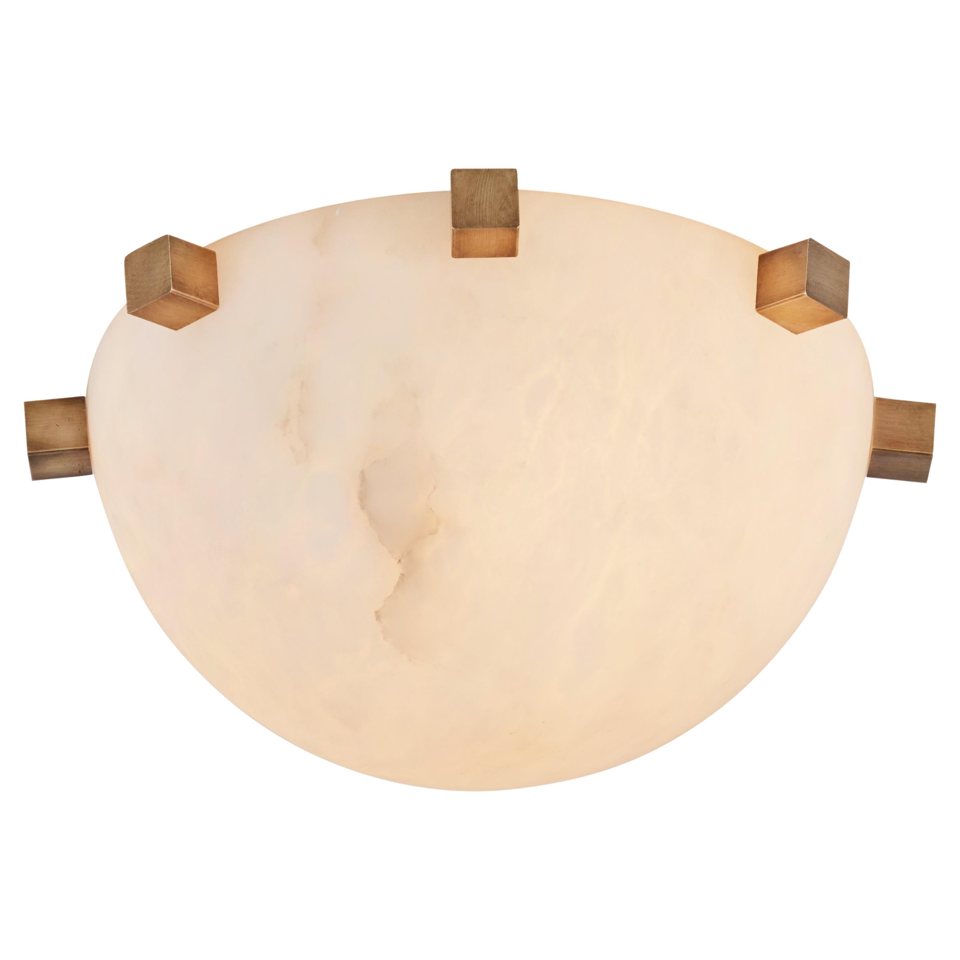 'Carré' Alabaster and Brass Wall or Ceiling Lamp by Denis De La Mesiere For Sale