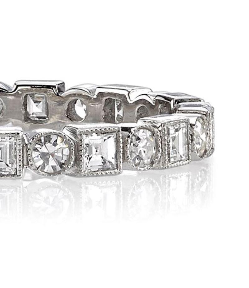 Mixed Cut Handcrafted Addie Carre/Single Cut Diamond Eternity Band by Single Stone For Sale