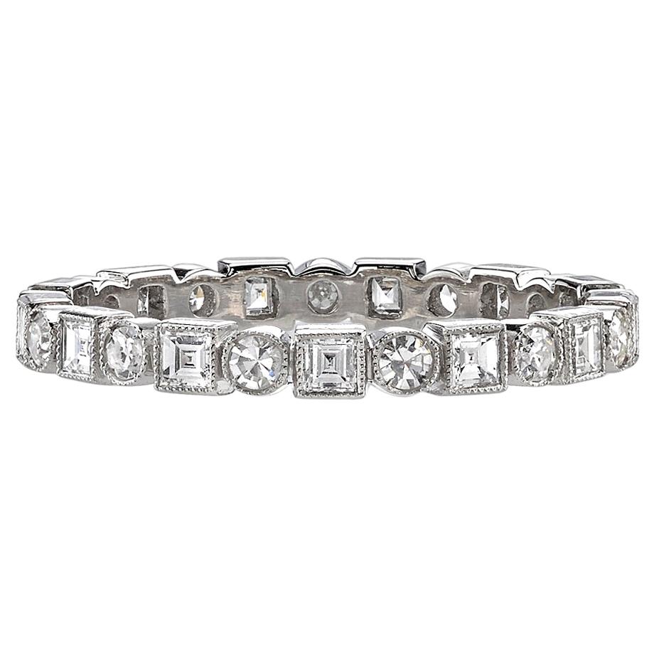 Handcrafted Addie Carre/Single Cut Diamond Eternity Band by Single Stone For Sale