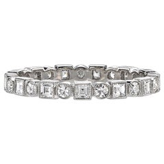 Handcrafted Addie Carre/Single Cut Diamond Eternity Band by Single Stone
