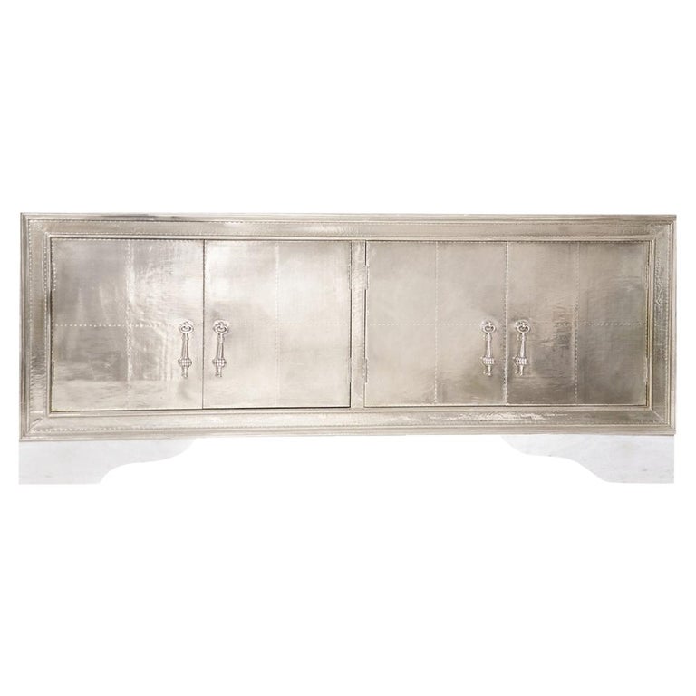 Carre Credenza in White Bronze Handcrafted in India By Stephanie Odegard For Sale