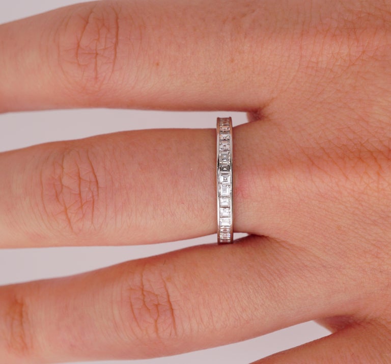 Carre Cut 1.4 Carat Channel Set Diamond Wedding Eternity Band Set in  Platinum For Sale at 1stDibs | carre cut eternity band, carre cut diamond  eternity band, carre cut diamond band