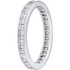 Carre Cut 1.4 Carat Channel Set Diamond Wedding Eternity Band Set in Platinum