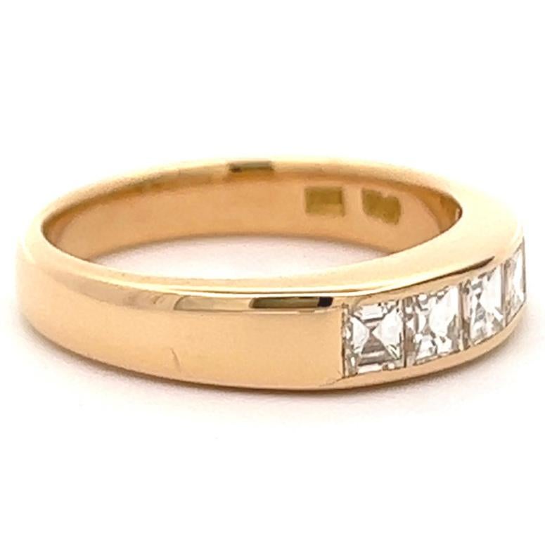 Carré Cut Diamond 18 Karat Yellow Gold Channel Set Band Ring For Sale ...