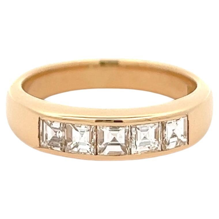 Carré Cut Diamant 18 Karat Gelbgold Channel Set Band Ring