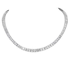 Carré Cut Diamond 30.00 carat Square Platinum Tennis Necklace