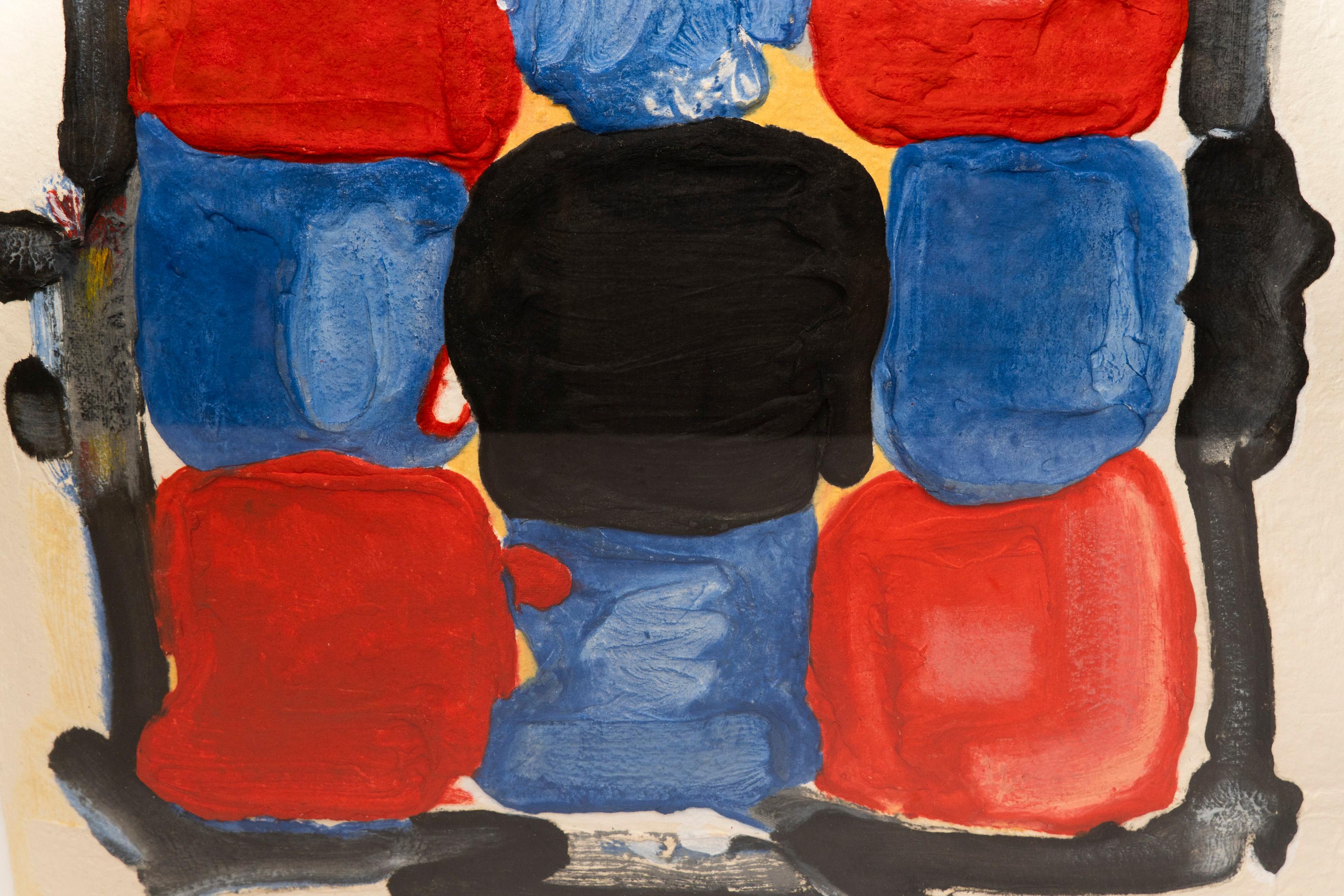 Sin título (Composición cuadriculada en negro, rojo y azul), Bram Bogart (1989) Papel en venta