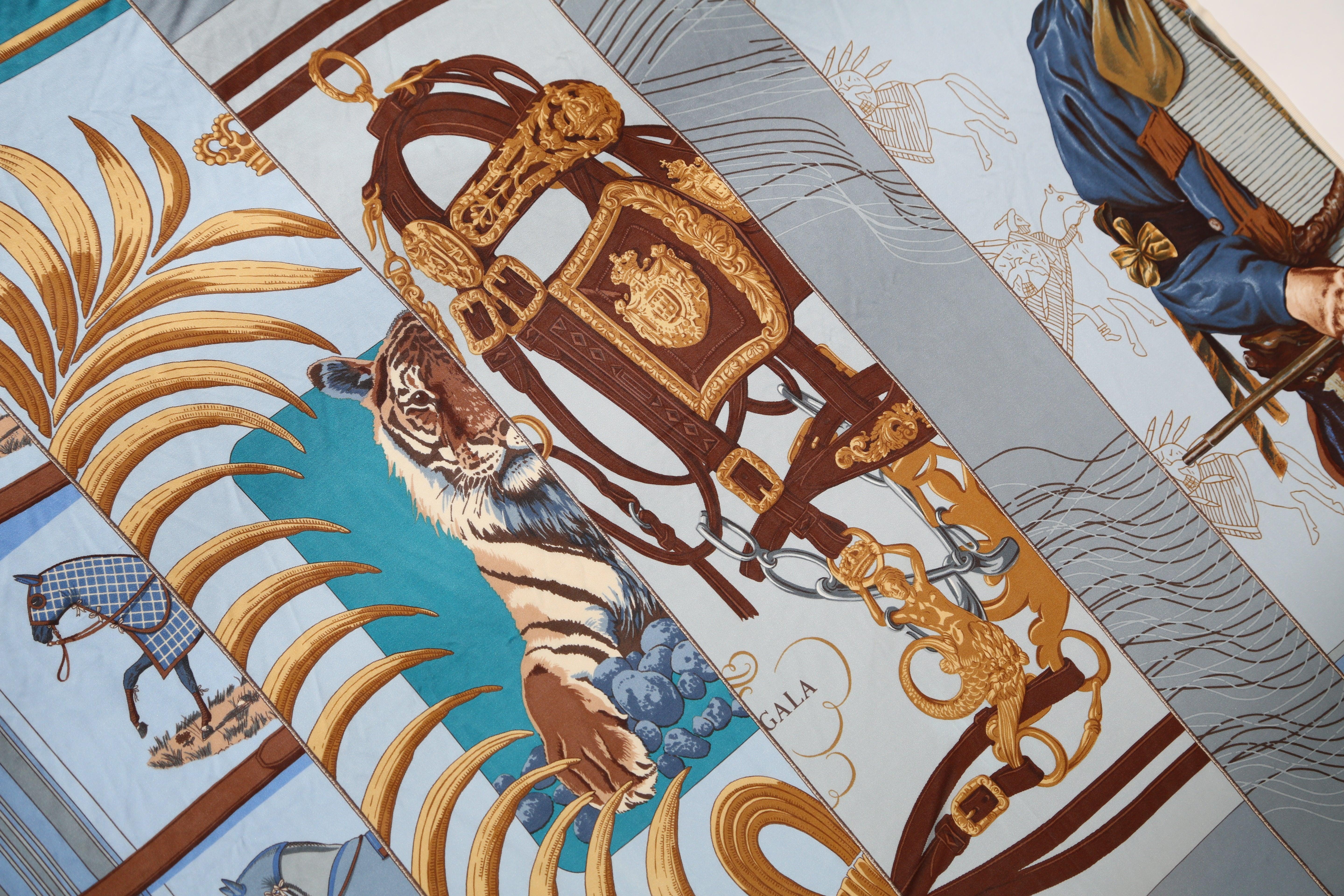 This luxurious Silk Jersey Scarf in blue and multi colours by Hermes is the perfect accessory for any outfit. Made from high-quality silk, it offers both style and comfort. The smooth texture and vibrant colour add a touch of elegance to your look.