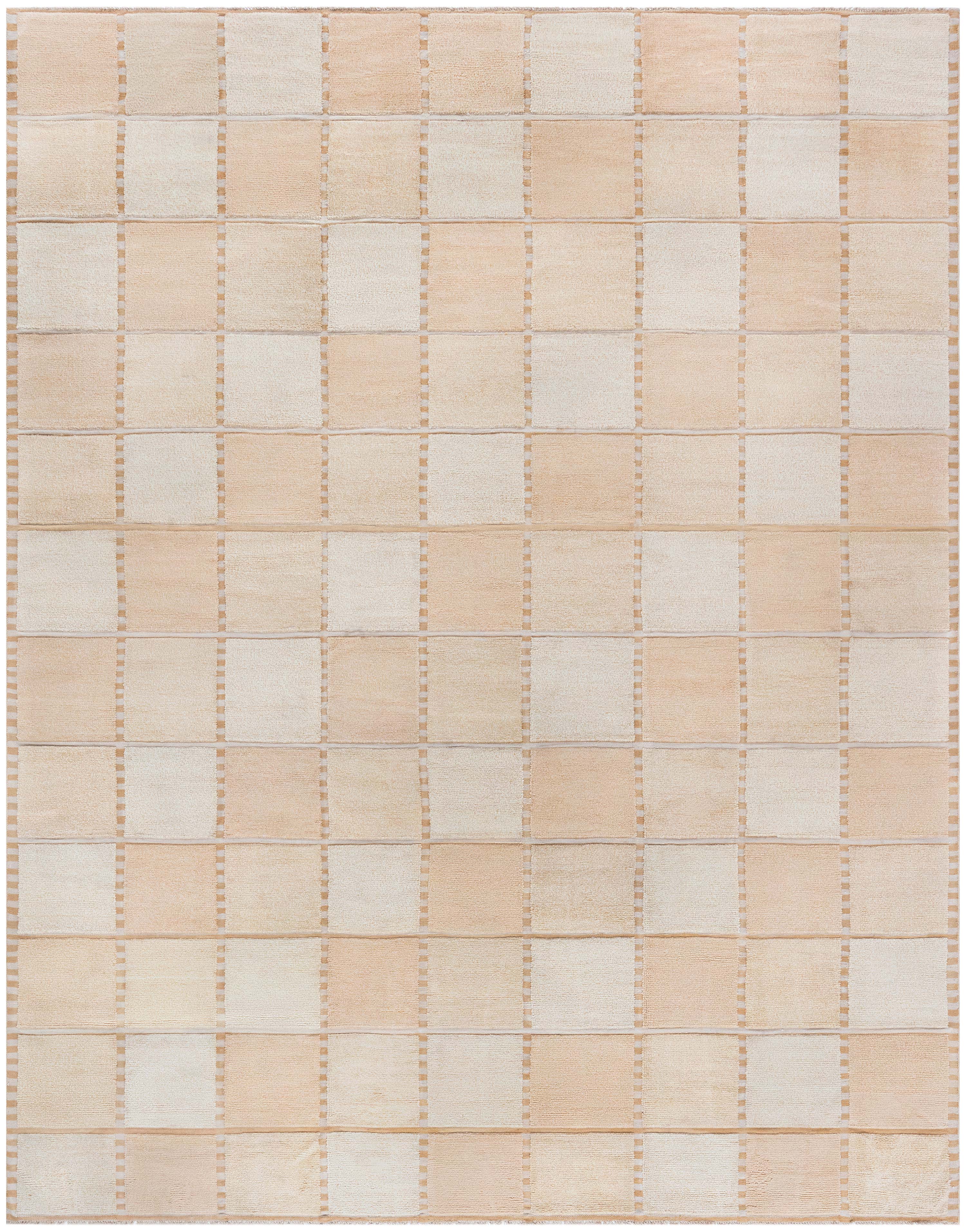 "Carre" Modern Grid Beige And Pale Sand Oversized Rug by Doris Leslie Blau