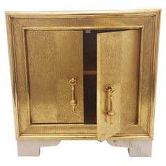 Carre Nightstand in Brass Clad Over Teakwood Handcrafted in India