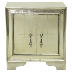 Vintage Carre Nightstand in White Bronze Clad Over Teakwood Handcrafted in India