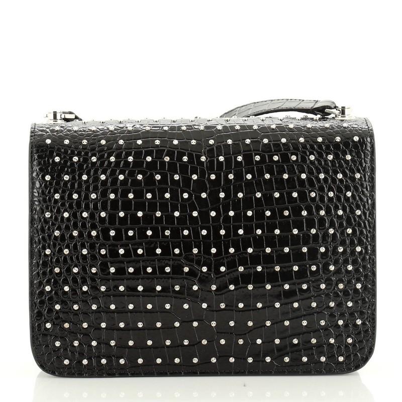 Carre Satchel Studded Crocodile Embossed Leather Medium In Good Condition In NY, NY