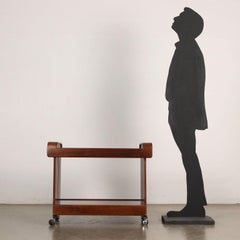 Carrello Anni 70 in noce con vetro fumé