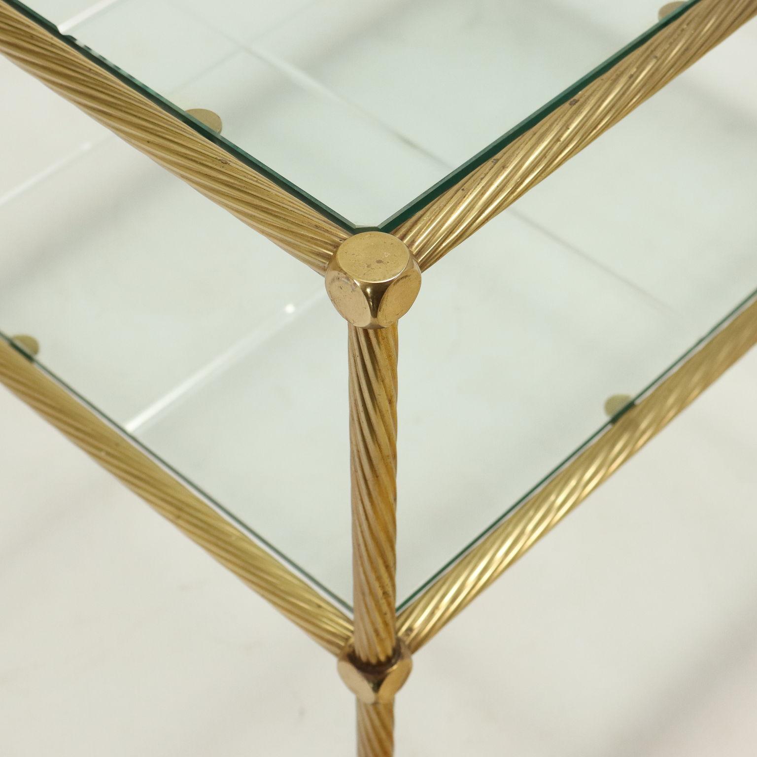 Italian 80s glass and brass trolley For Sale