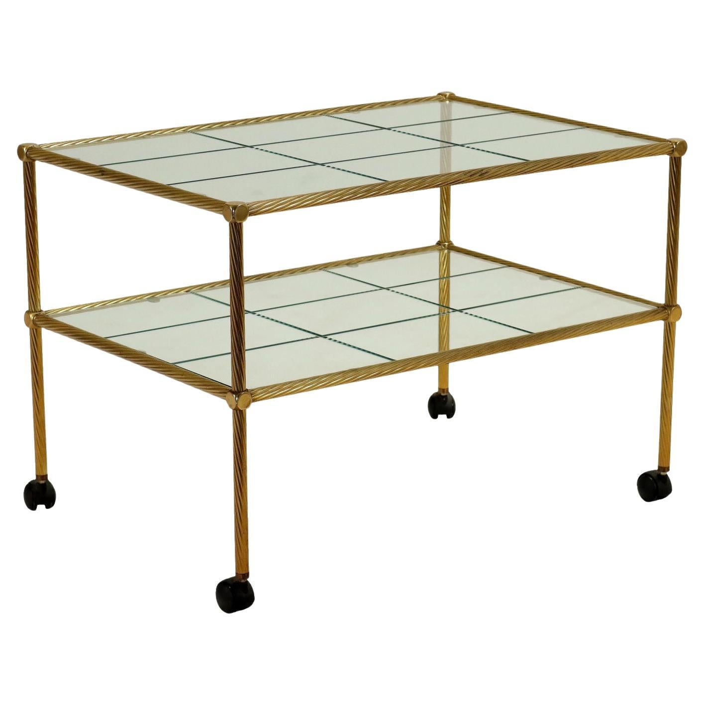 80s glass and brass trolley For Sale
