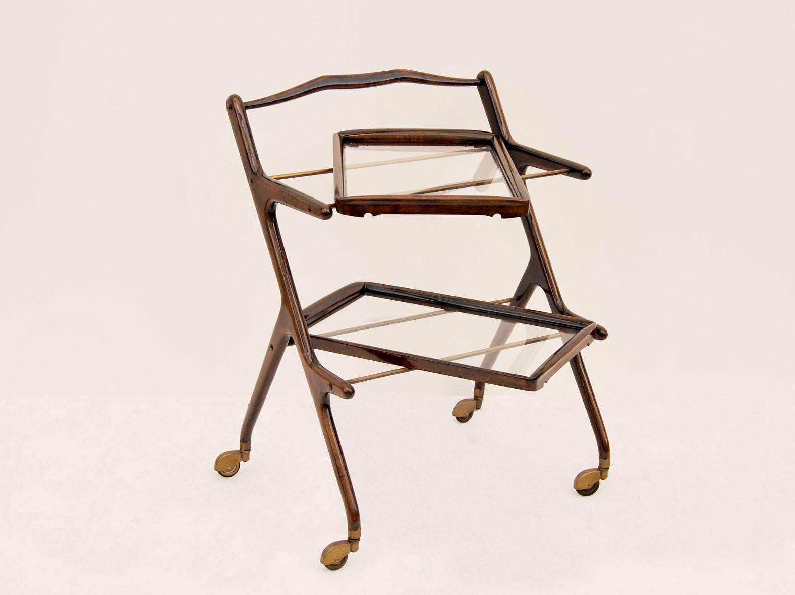 Italian Bar cart attributed to Cesare Lacca, Year 1950  For Sale