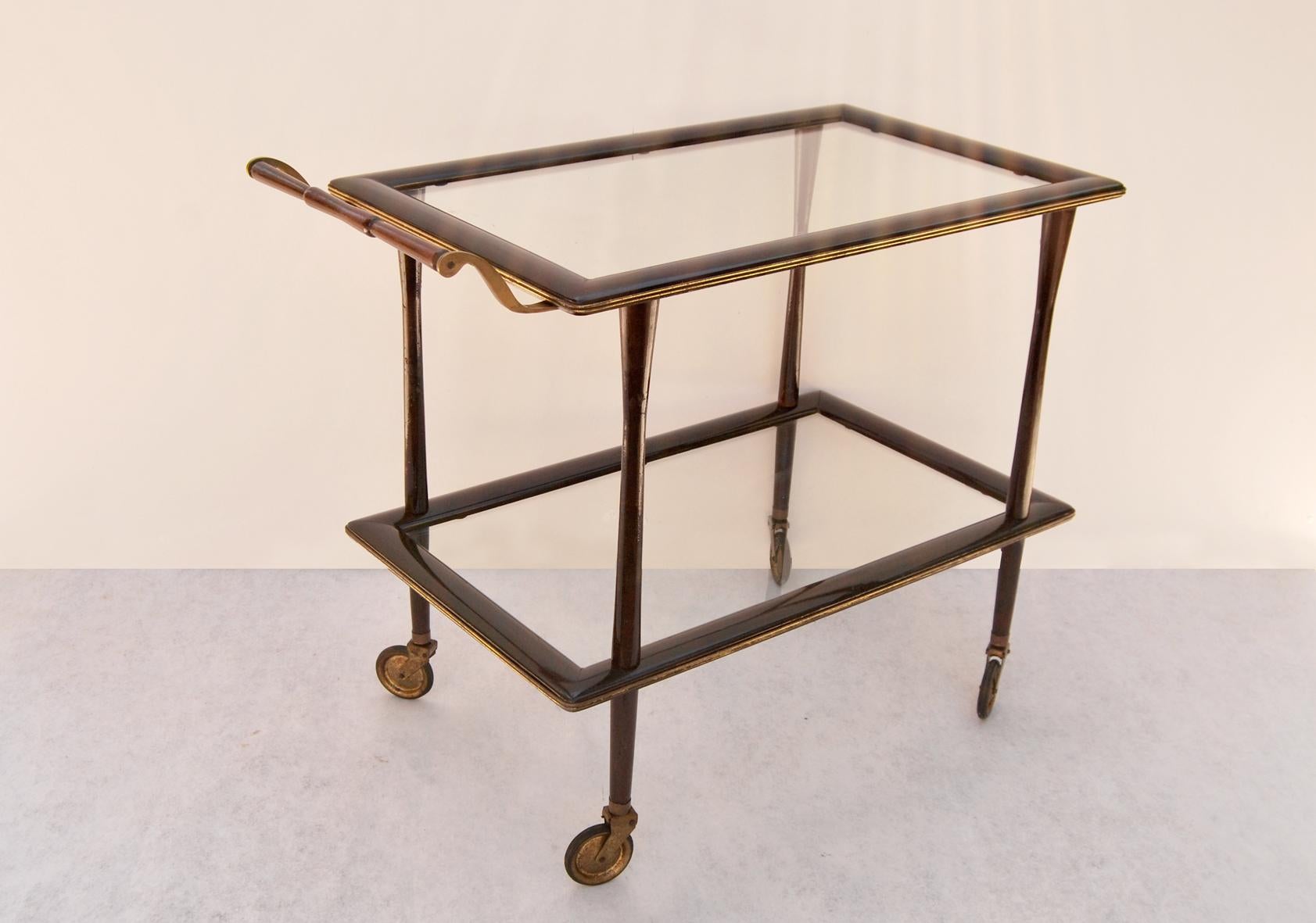 Mid-Century Modern Caesar Lacquer Bar Trolley, Year 1950  For Sale
