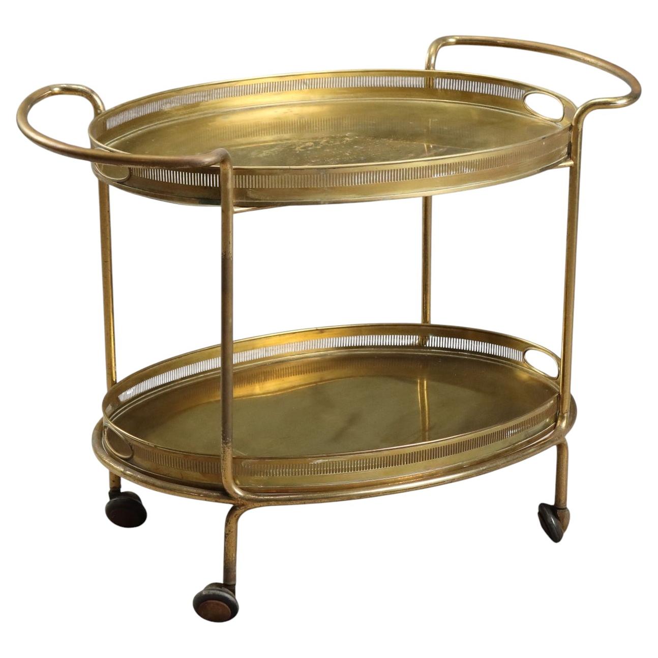 Mid-Century Modern Brass Bar Cart, Italy, Designer Unknown, 1950s