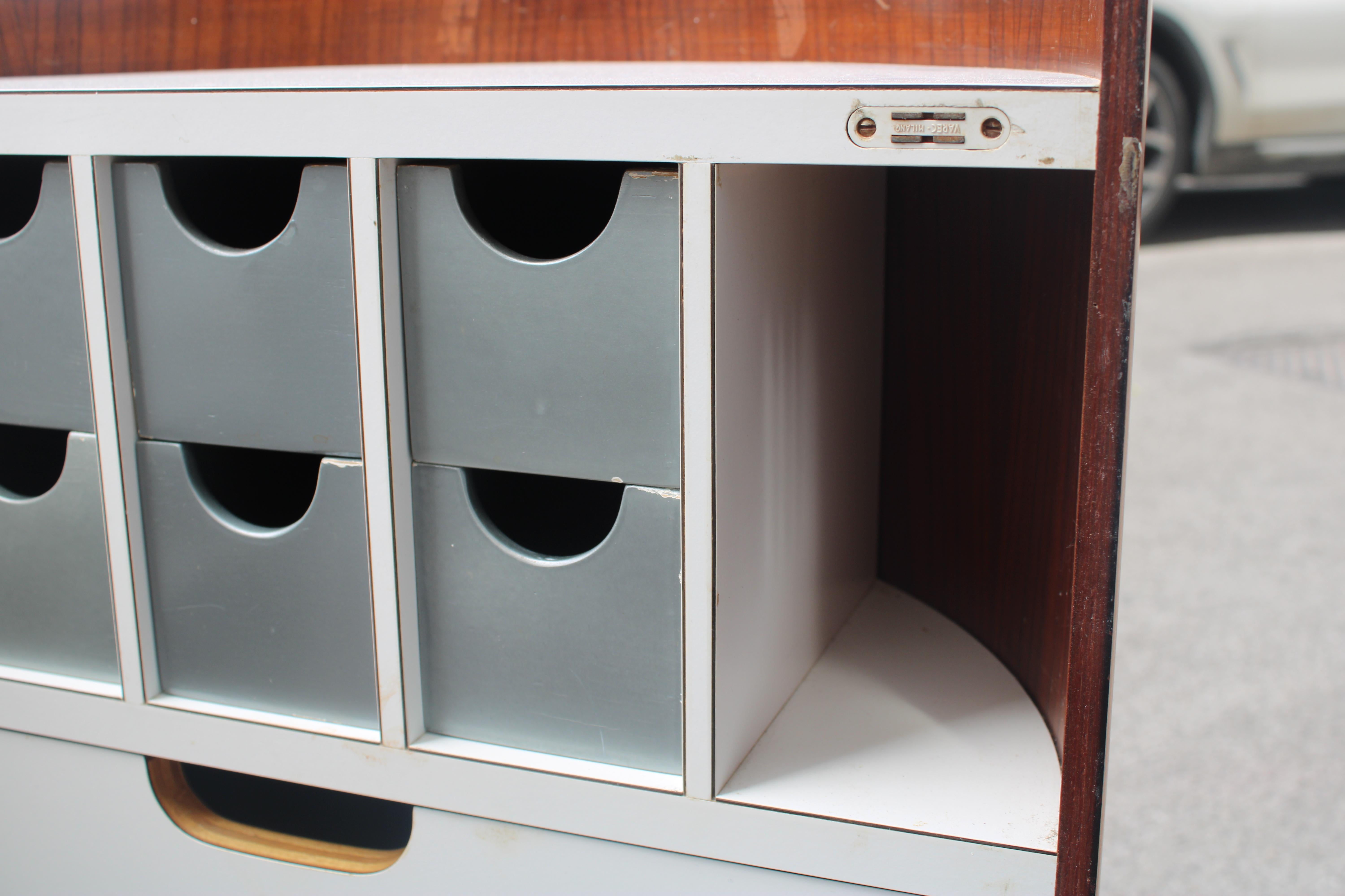 Carrello bar in legno e Laminato Bianco Eugenio Gerli Tecno 1960s in vendita 6
