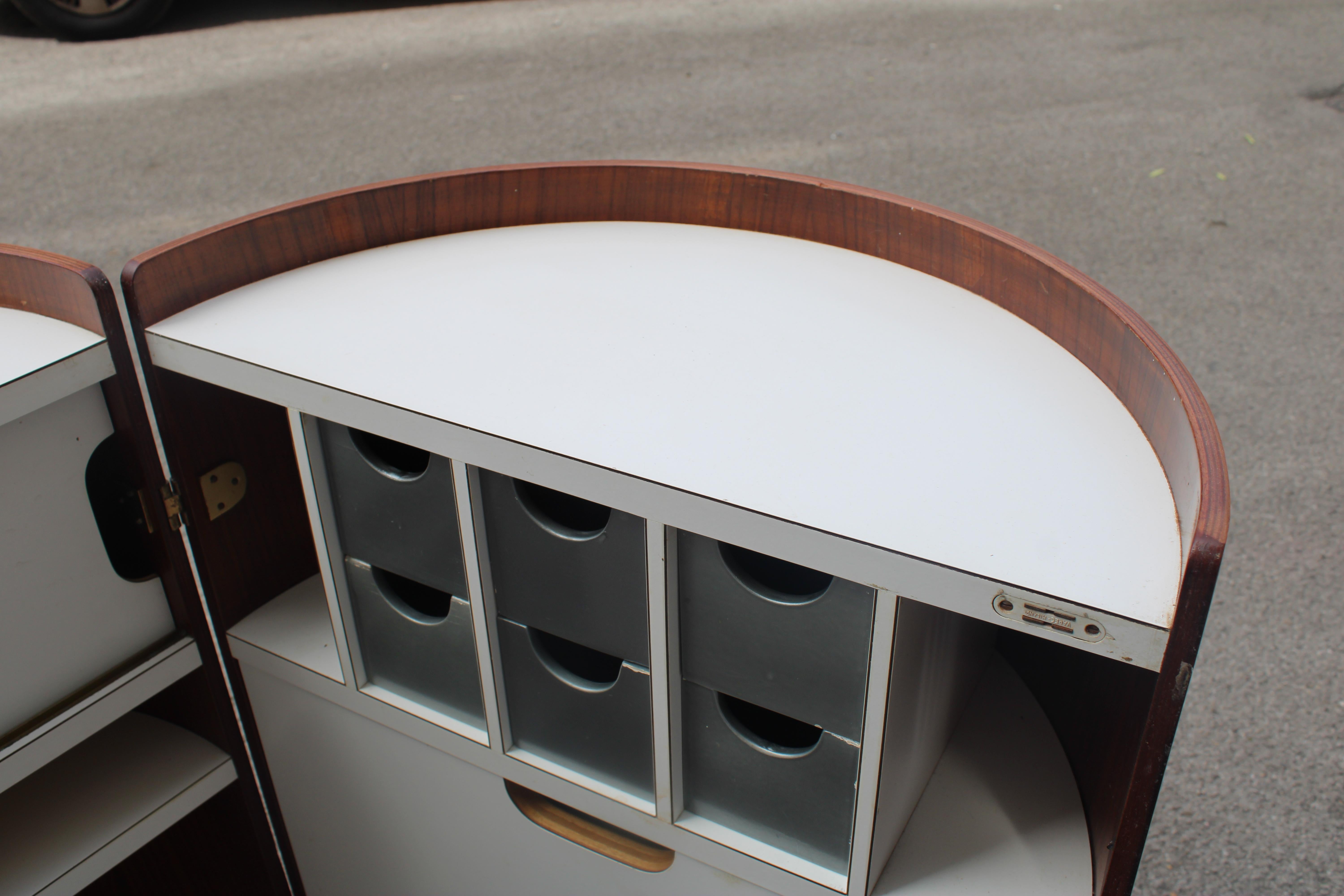 Carrello bar in legno e Laminato Bianco Eugenio Gerli Tecno 1960s in vendita 7