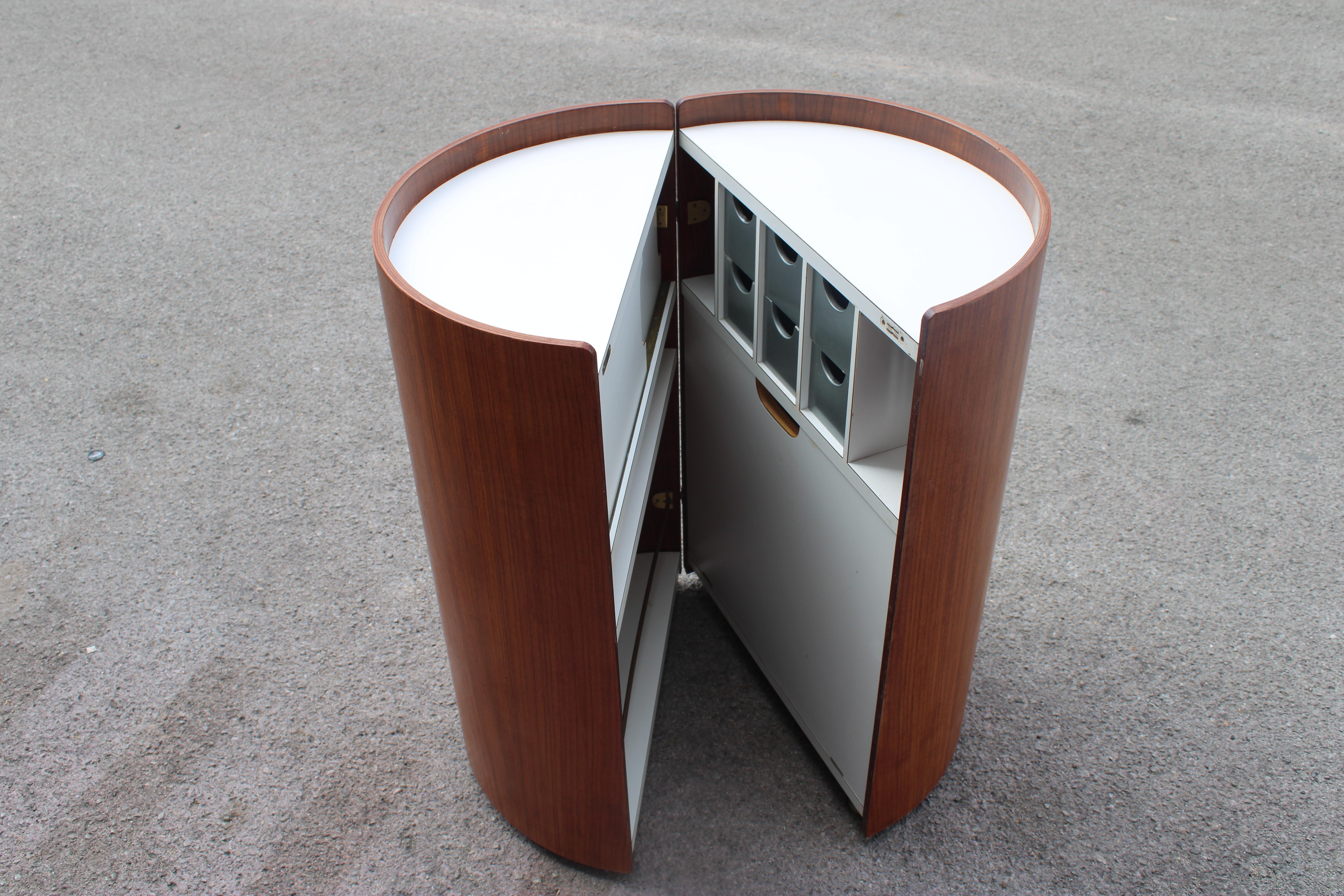 Carrello bar in legno e Laminato Bianco Eugenio Gerli Tecno 1960s in vendita 8
