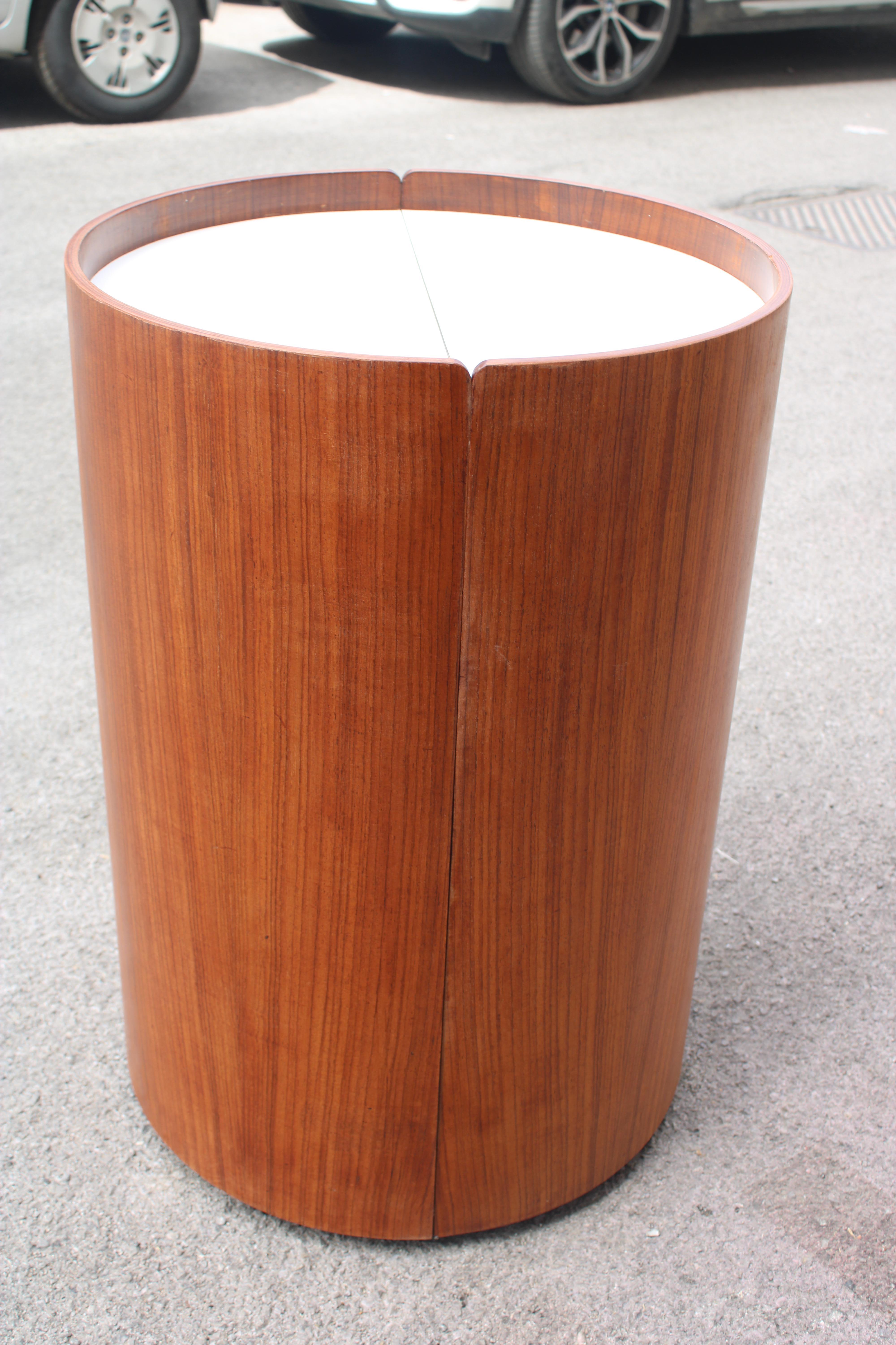 Mid-Century moderno Carrello bar in legno e Laminato Bianco Eugenio Gerli Tecno 1960s in vendita