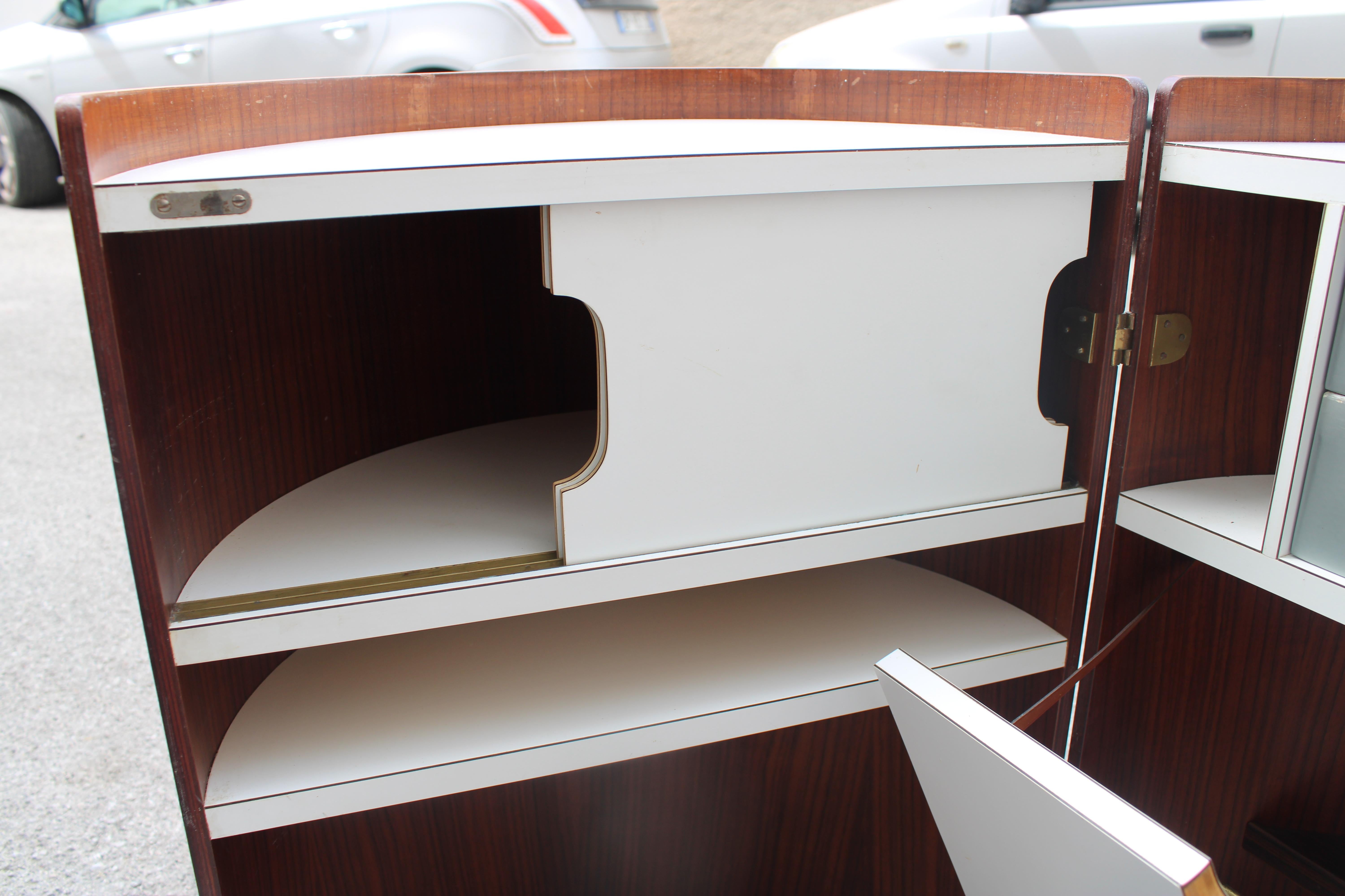 Carrello bar in legno e Laminato Bianco Eugenio Gerli Tecno 1960s in vendita 1