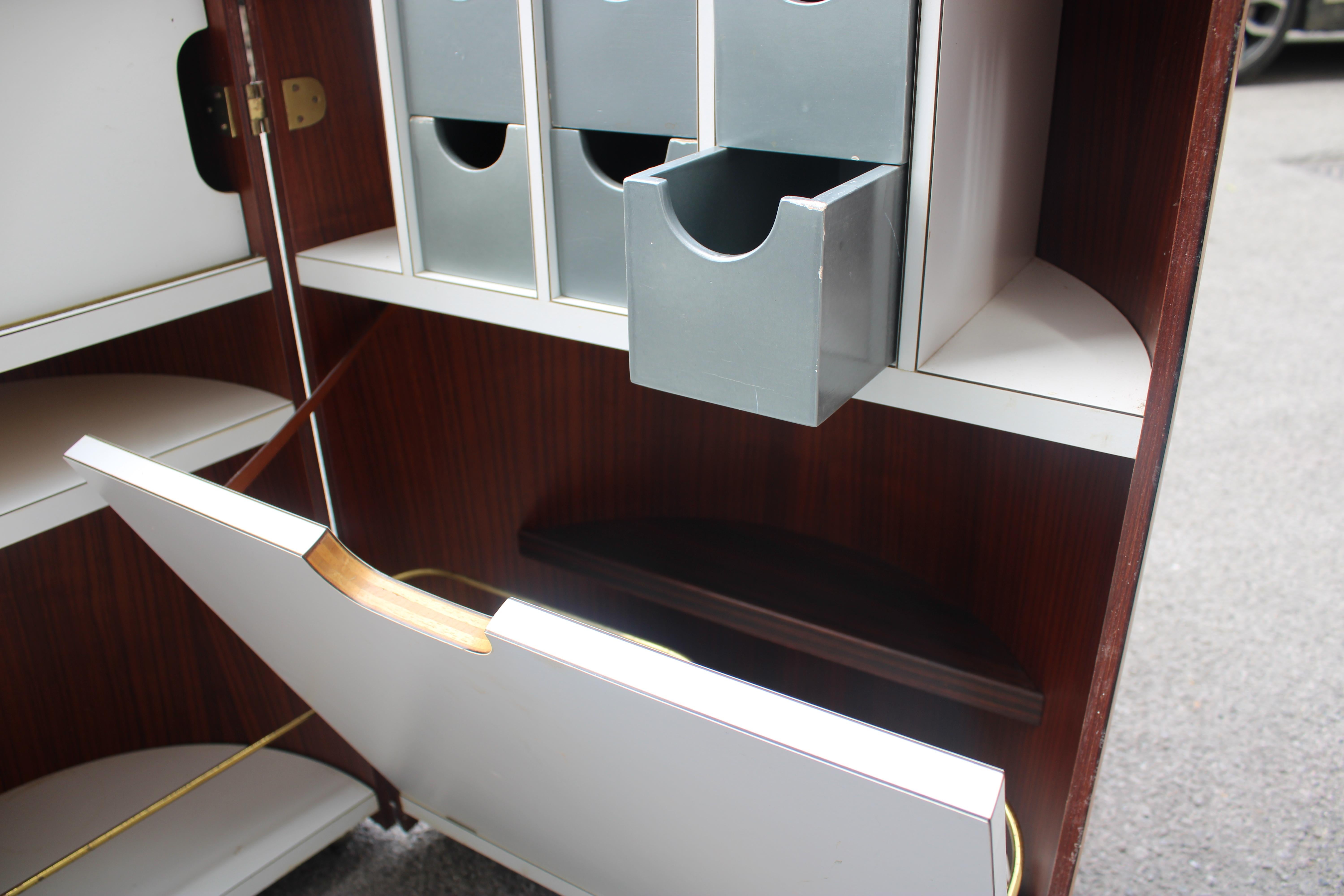 Carrello bar in legno e Laminato Bianco Eugenio Gerli Tecno 1960s in vendita 3