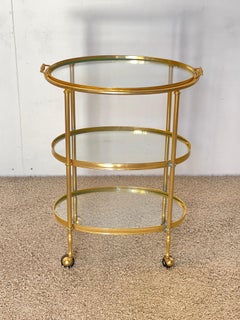 Brass and glass bar cart - Hollywood Regency style