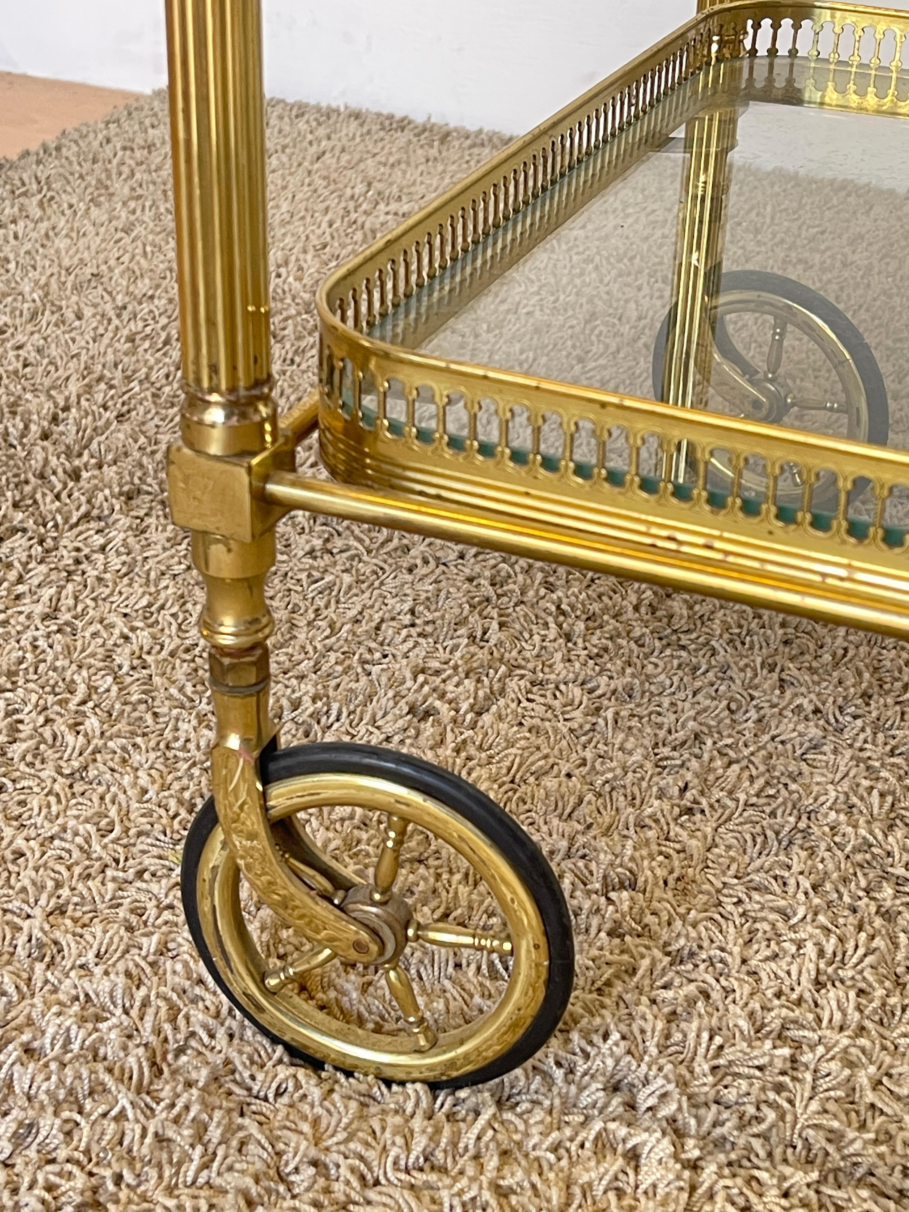 Hollywood Regency Carrello bar in ottone 