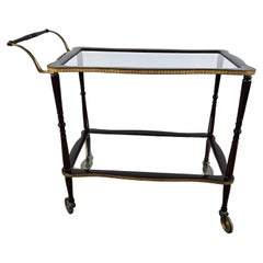 Vintage Rosewood bar cart with brass profiles, 20th century