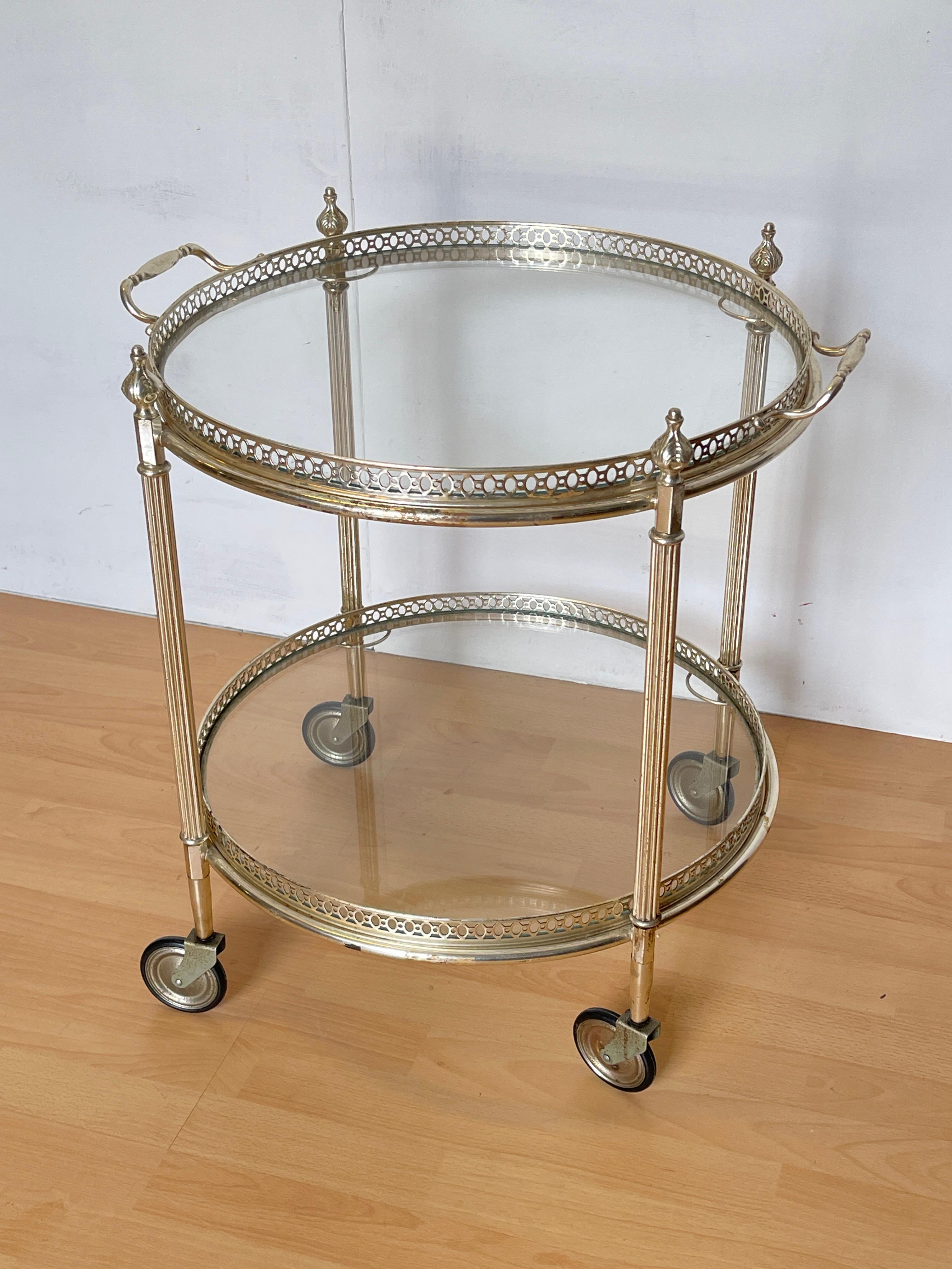 20th Century Carrello bar italiano in metallo argentato e vetro degli anni '90 in vendita