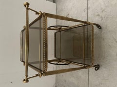 Carrello bar italiano in ottone e vetro del 1950