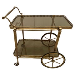 Carrello bar italiano in ottone e vetro del 1950
