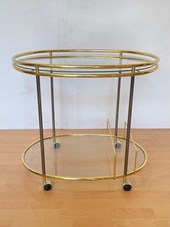 Mid-Century Brass and Glass Bar Trolley, 1970s