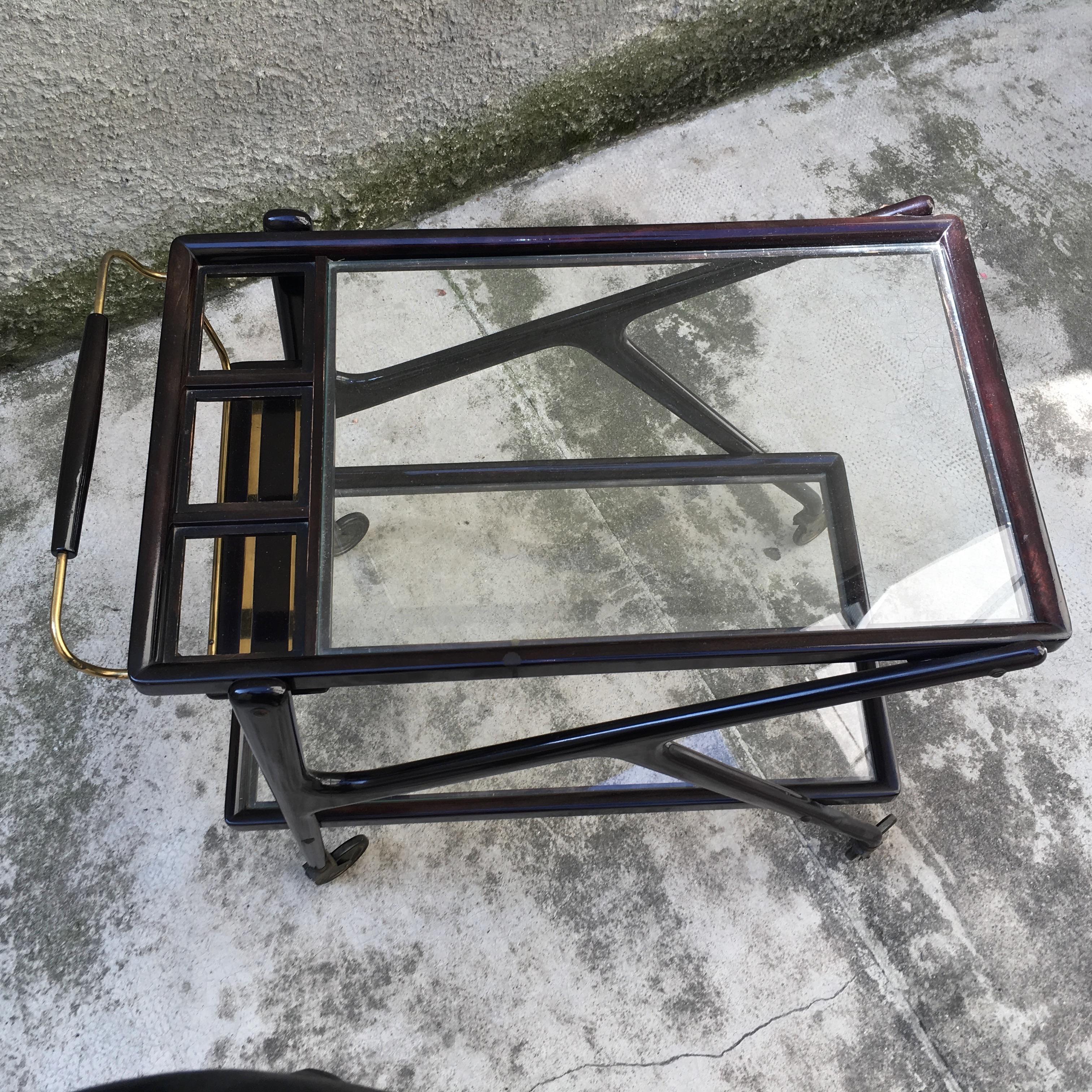 Modernistischer Barwagen aus Mahagoni - zugeschrieben C. Lack - Italien - 1950er Jahre im Angebot 1