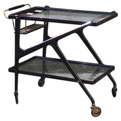 Mahogany Modernist Bar Trolley - Attributed to C. Lacquer - Italy - 1950s